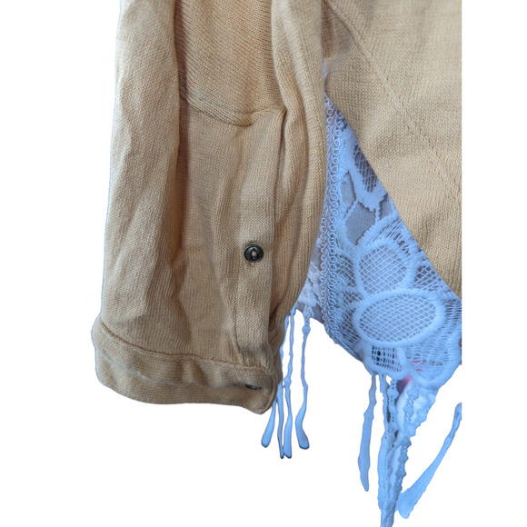 FREE PEOPLE Henley Top - Peach Free Spirit High-Low Oversized HENLEY S - Picture 5 of 9